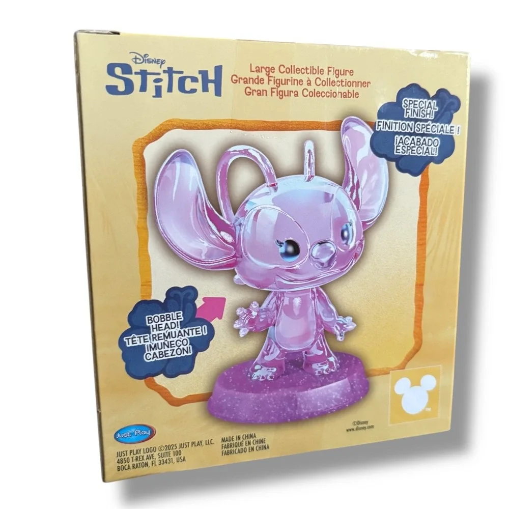 Disney Stitch Large Collectible Figure Bobble Head Angell Iridescent Pink Finish